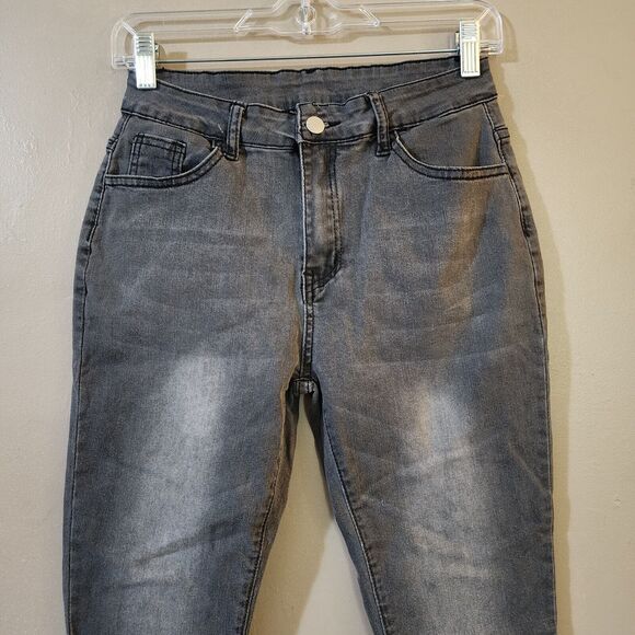 Shein Womens High Rise Skinny Crop Jeans Size 28 (6) Gray Stretch - Picture 3 of 9